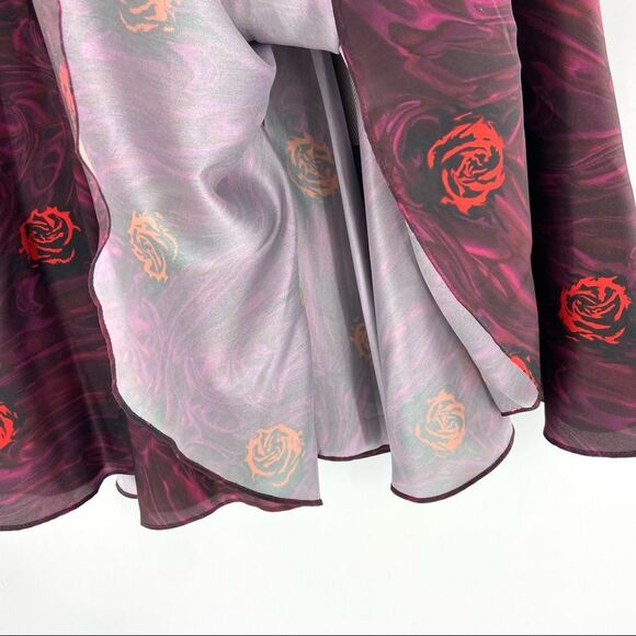 NEW Opening Ceremony Lizzy Rose Print Satin Skater Flowy Mini Skirt Size 6 - Picture 6 of 16